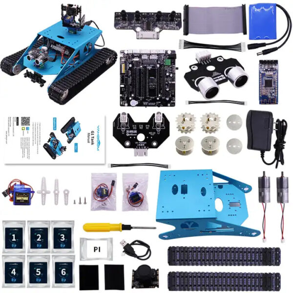 Yahboom Raspberry Pi Original Yahboom G1 Aluminium Tank Raspbery pi Robot Kit with 2DOF AI ...