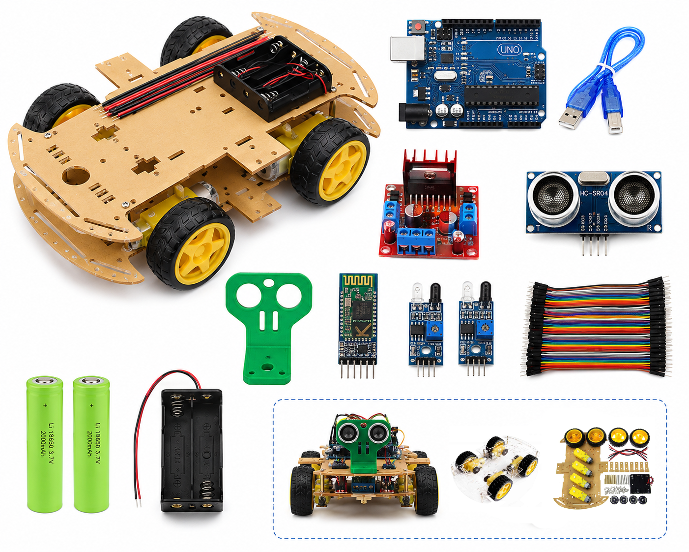 4WD Bluetooth Obstacle Avoidance Robot Car Kit for Arduino UNO